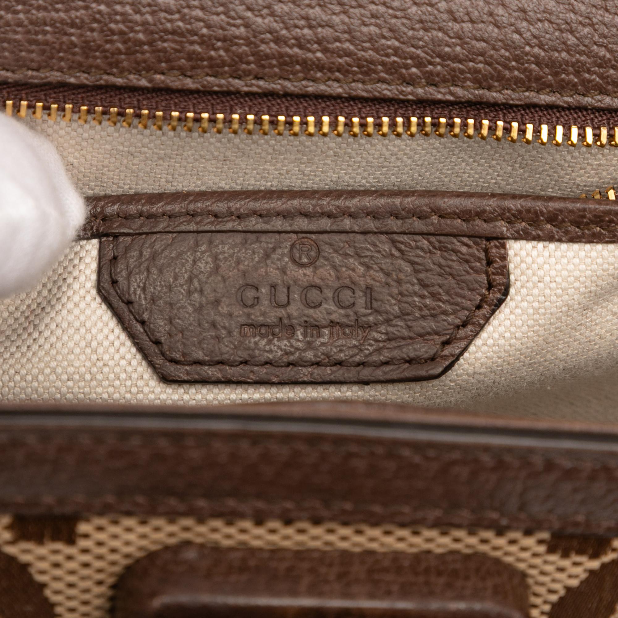 Gucci Small Jumbo GG Canvas Bamboo 1947 Top Handle Bag