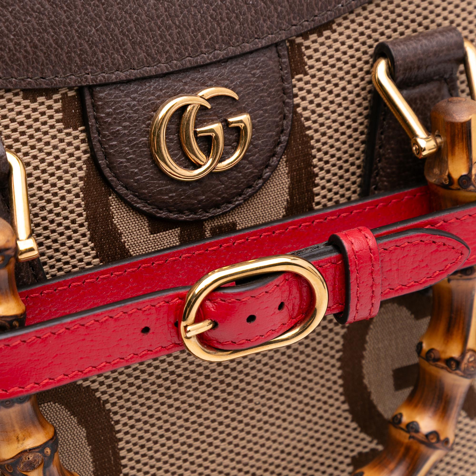 Gucci Small Jumbo GG Canvas Bamboo Diana Satchel