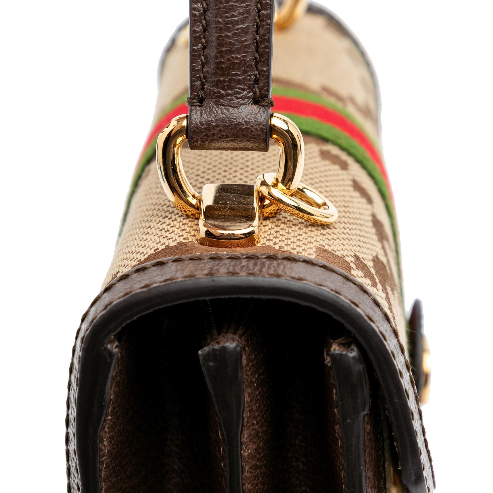Gucci Small Jumbo GG Canvas Web Ophidia Top Handle Flap