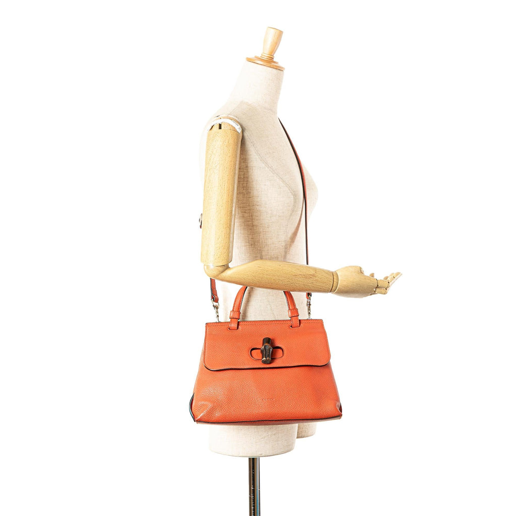 Gucci Small Leather Bamboo Daily Satchel