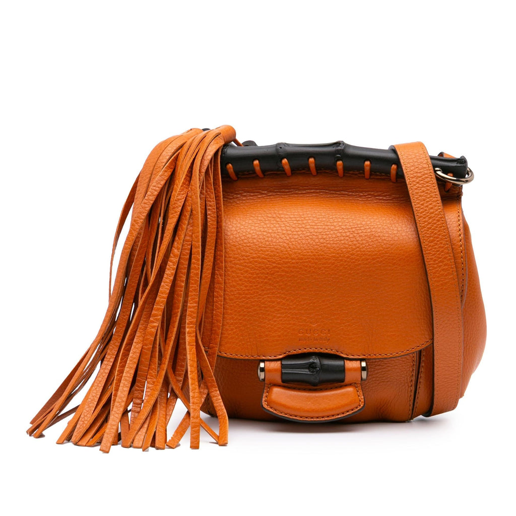 Gucci Small Leather Bamboo Nouveau Fringe Crossbody
