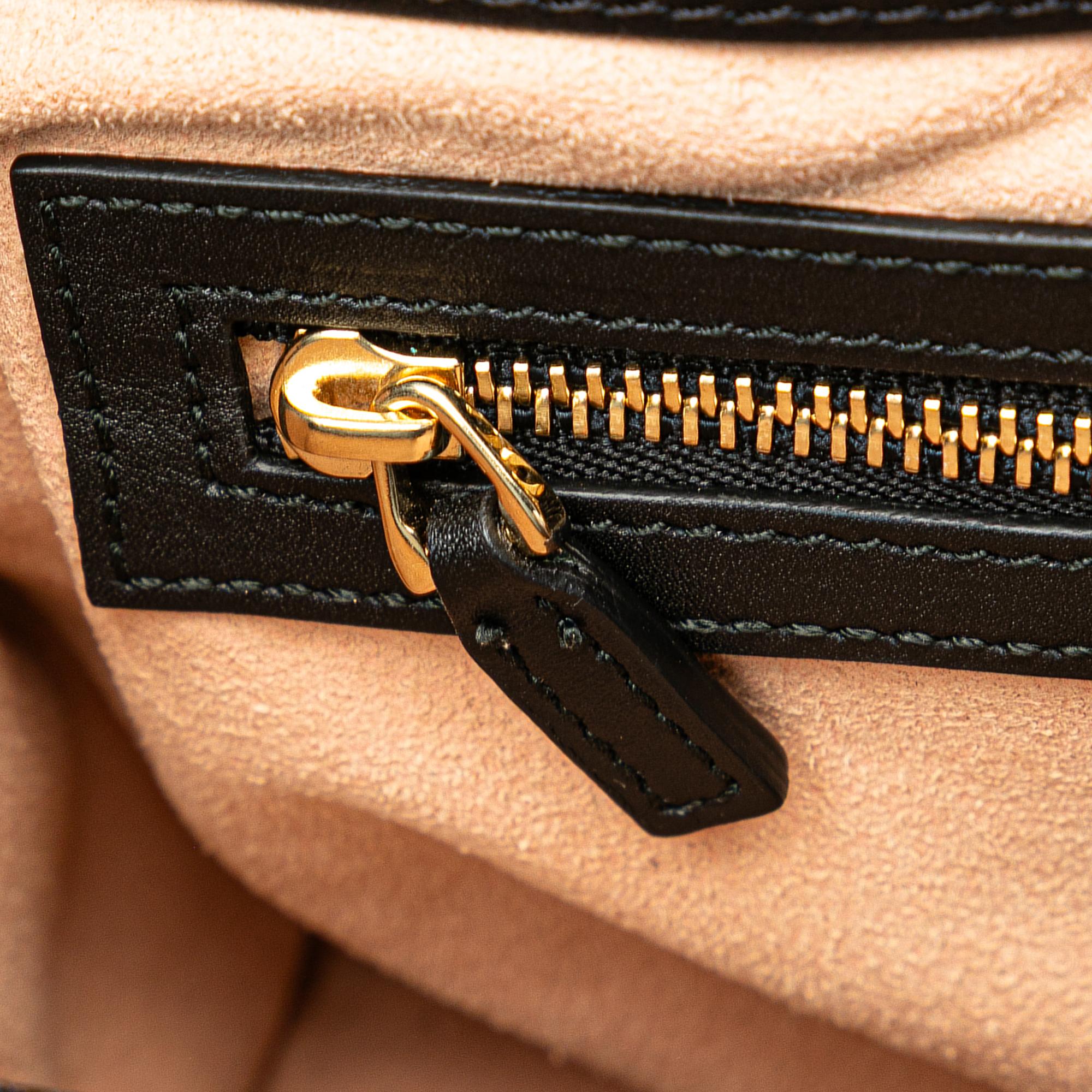Gucci Small Leather Bamboo Nymphaea Satchel