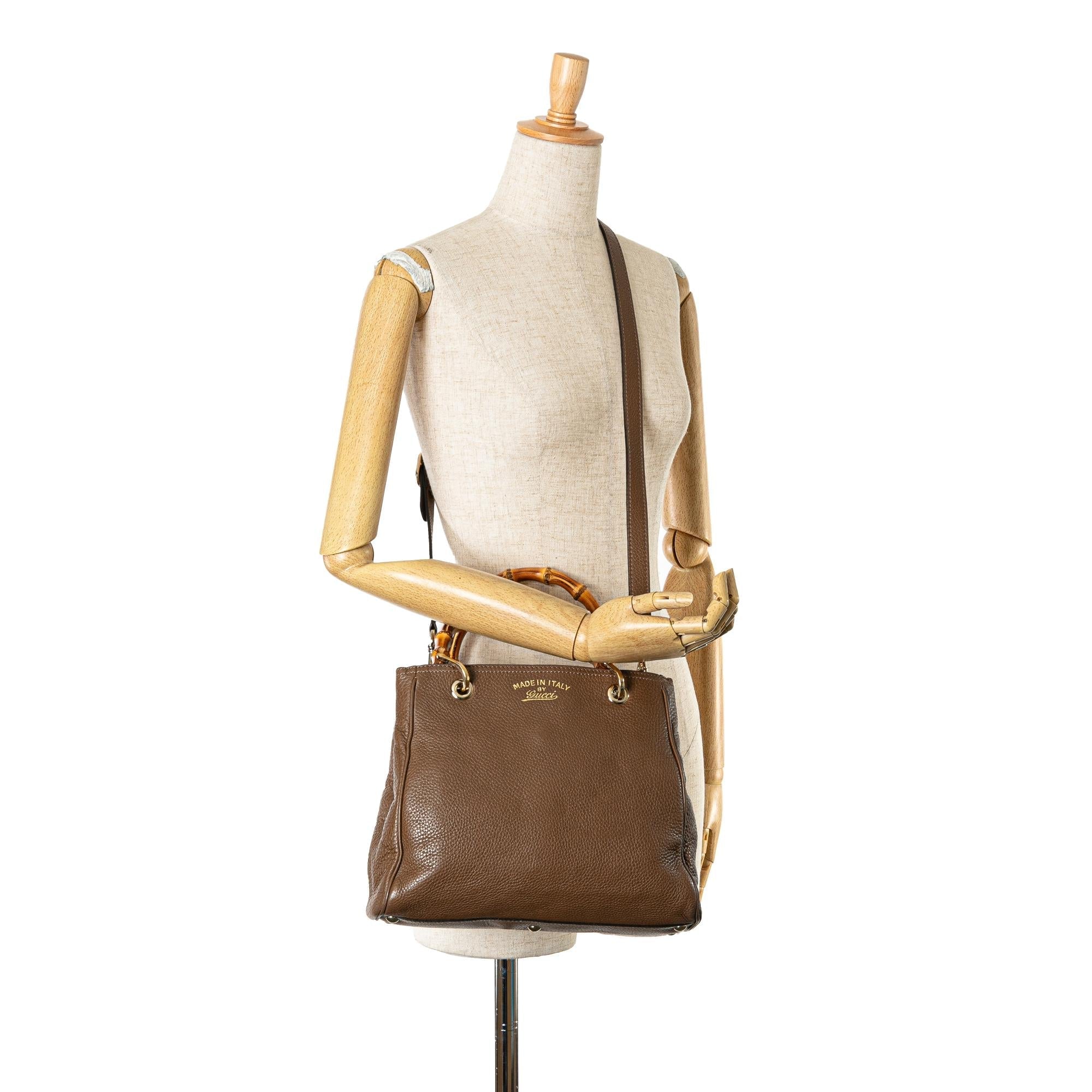 Gucci Small Leather Bamboo Shopper Satchel (SHG-qXAgyf)