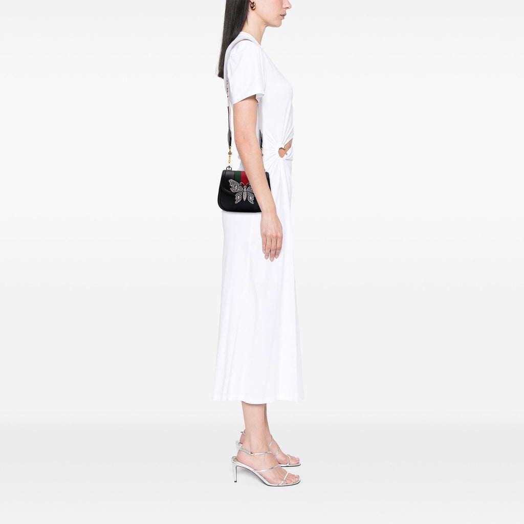 Gucci Small Leather Linea Totem Crystal Butterfly Crossbody