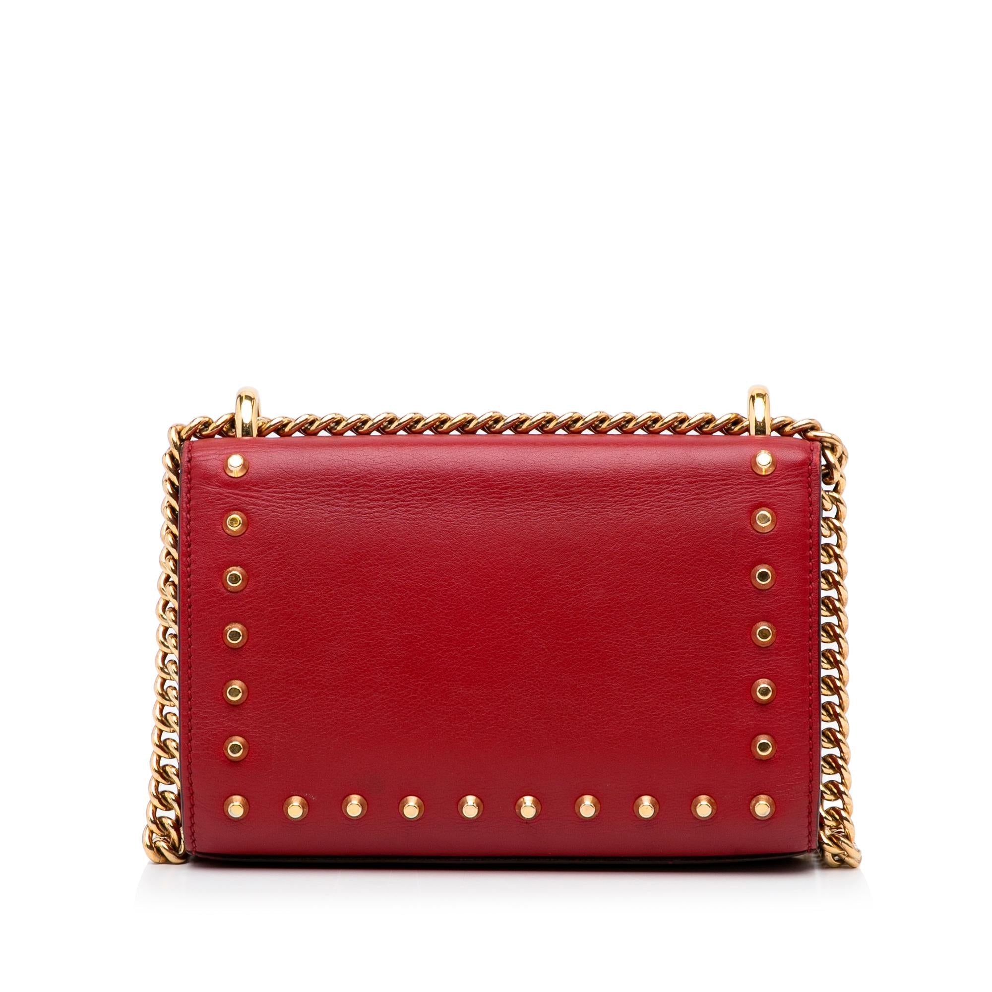 Gucci Small Leather Pearl Studded Padlock Crossbody Bag (SHG-lpKTdk)