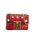 Gucci Small Leather Pearl Studded Padlock Crossbody Bag (SHG-1zn6yH)