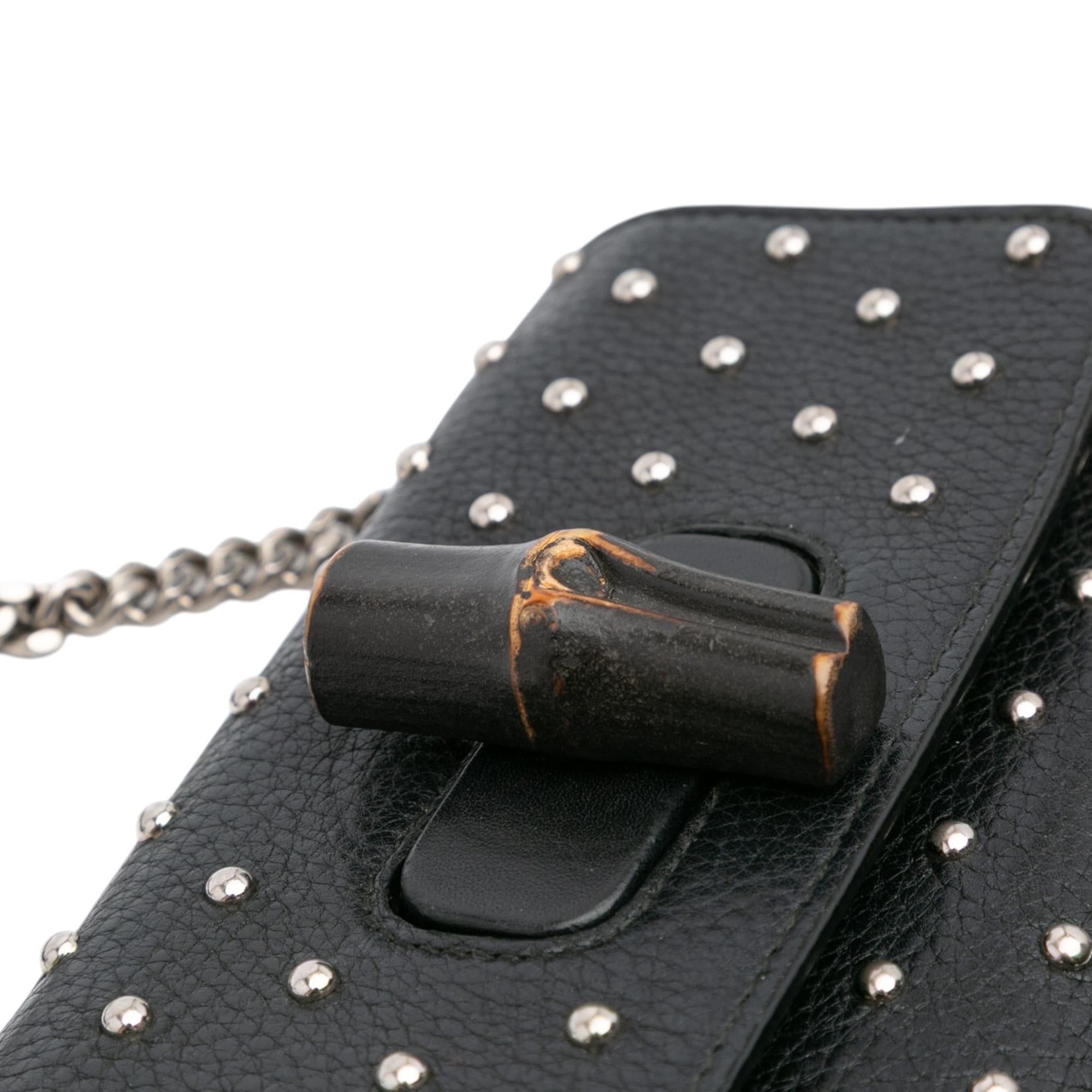 Gucci Small Leather Studded Miss Bamboo Crossbody