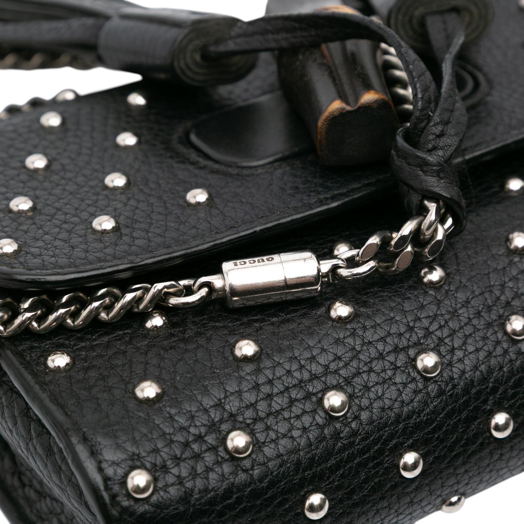 Gucci Small Leather Studded Miss Bamboo Crossbody