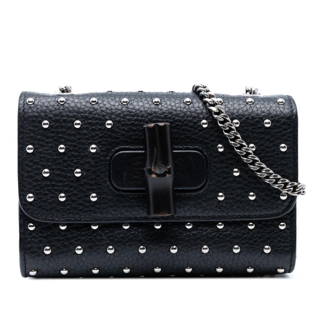 Gucci Small Leather Studded Miss Bamboo Crossbody