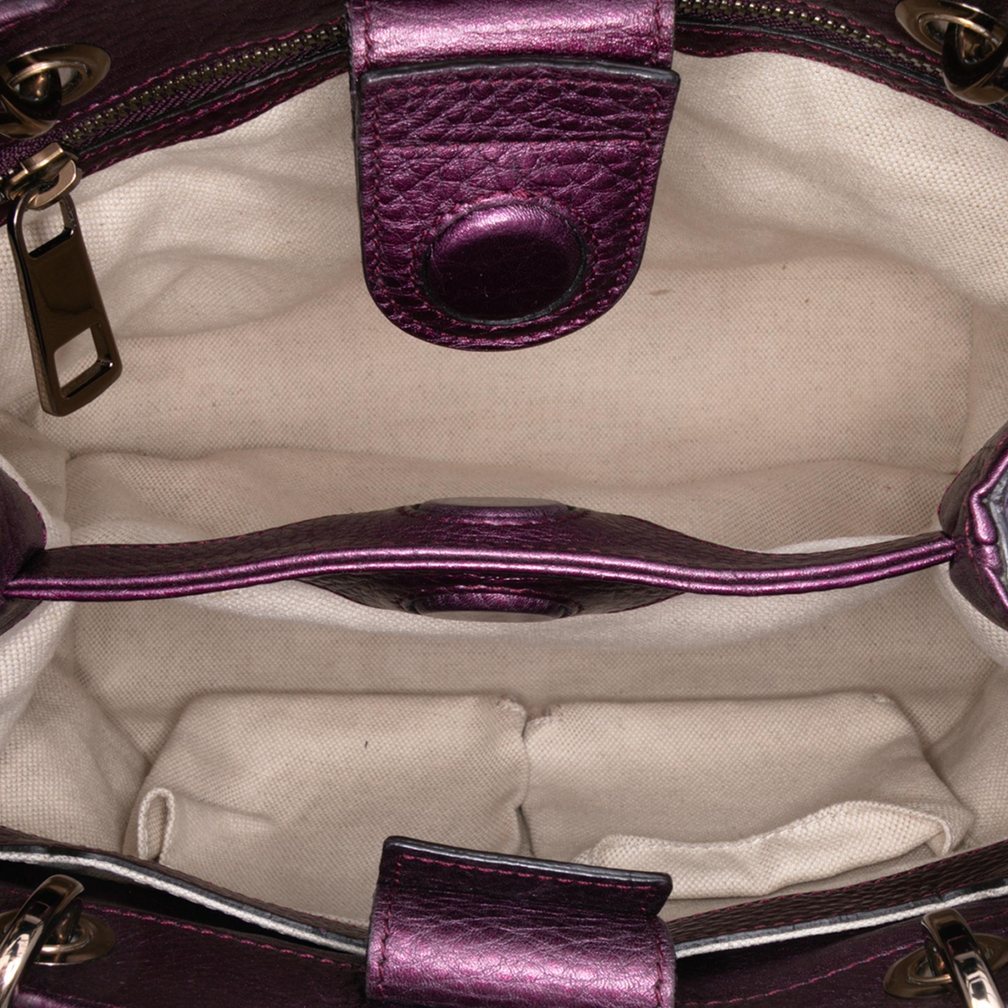 Gucci Small Metallic Calfskin Bamboo Shopper Satchel
