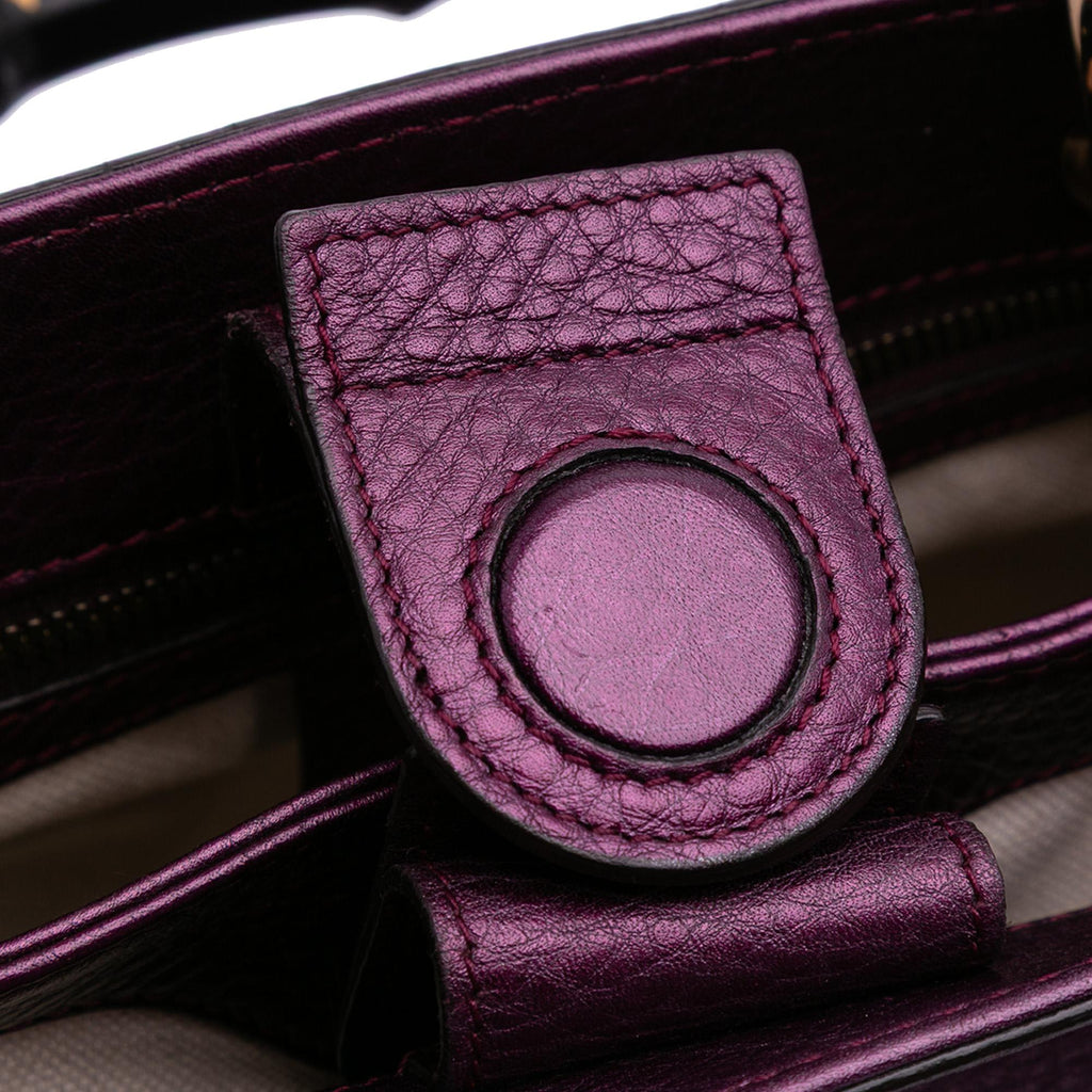 Gucci Small Metallic Calfskin Bamboo Shopper Satchel