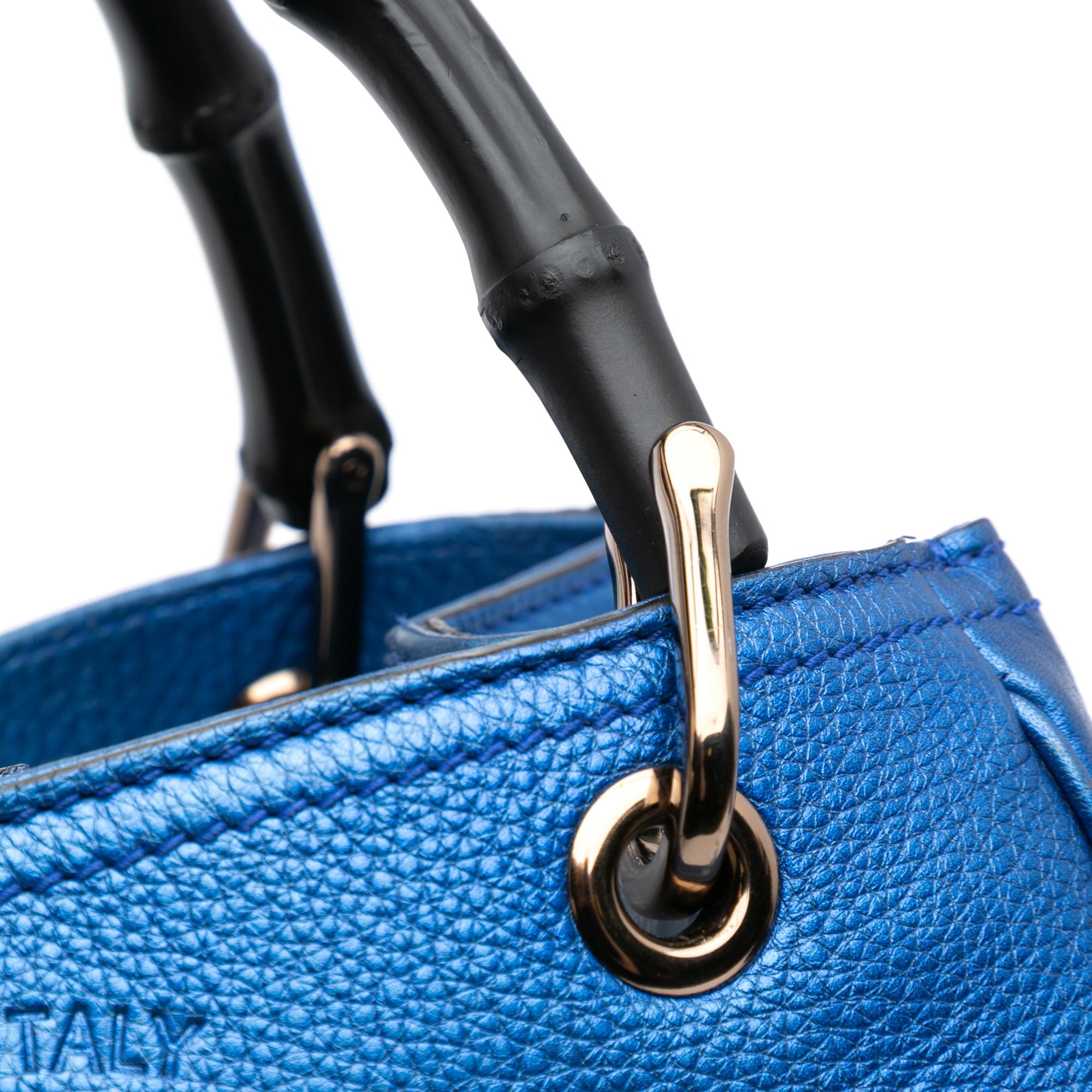 Gucci Small Metallic Calfskin Bamboo Shopper Satchel