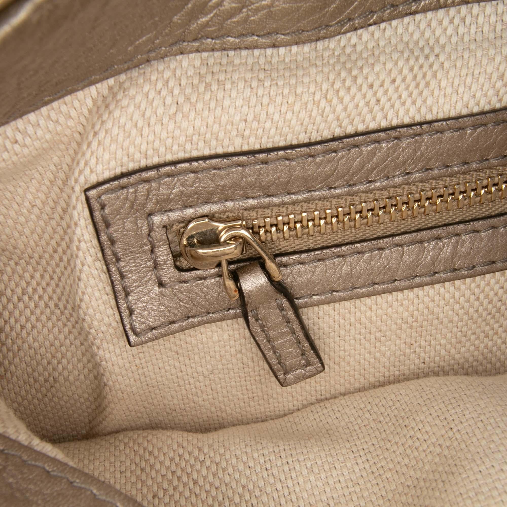 Gucci Small Metallic Leather Soho Working Satchel