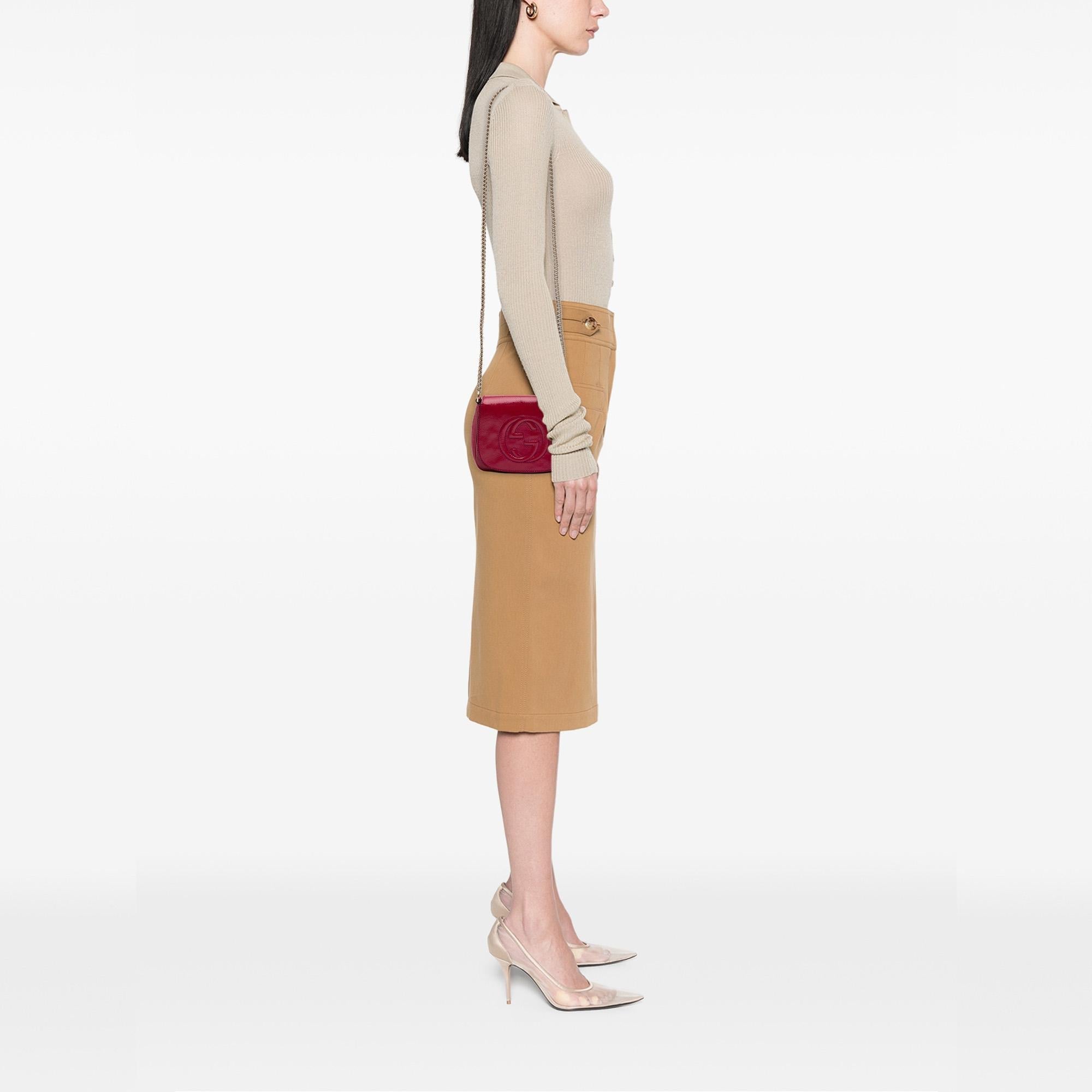 Gucci Small PatLBt Soho Chain Flap Crossbody