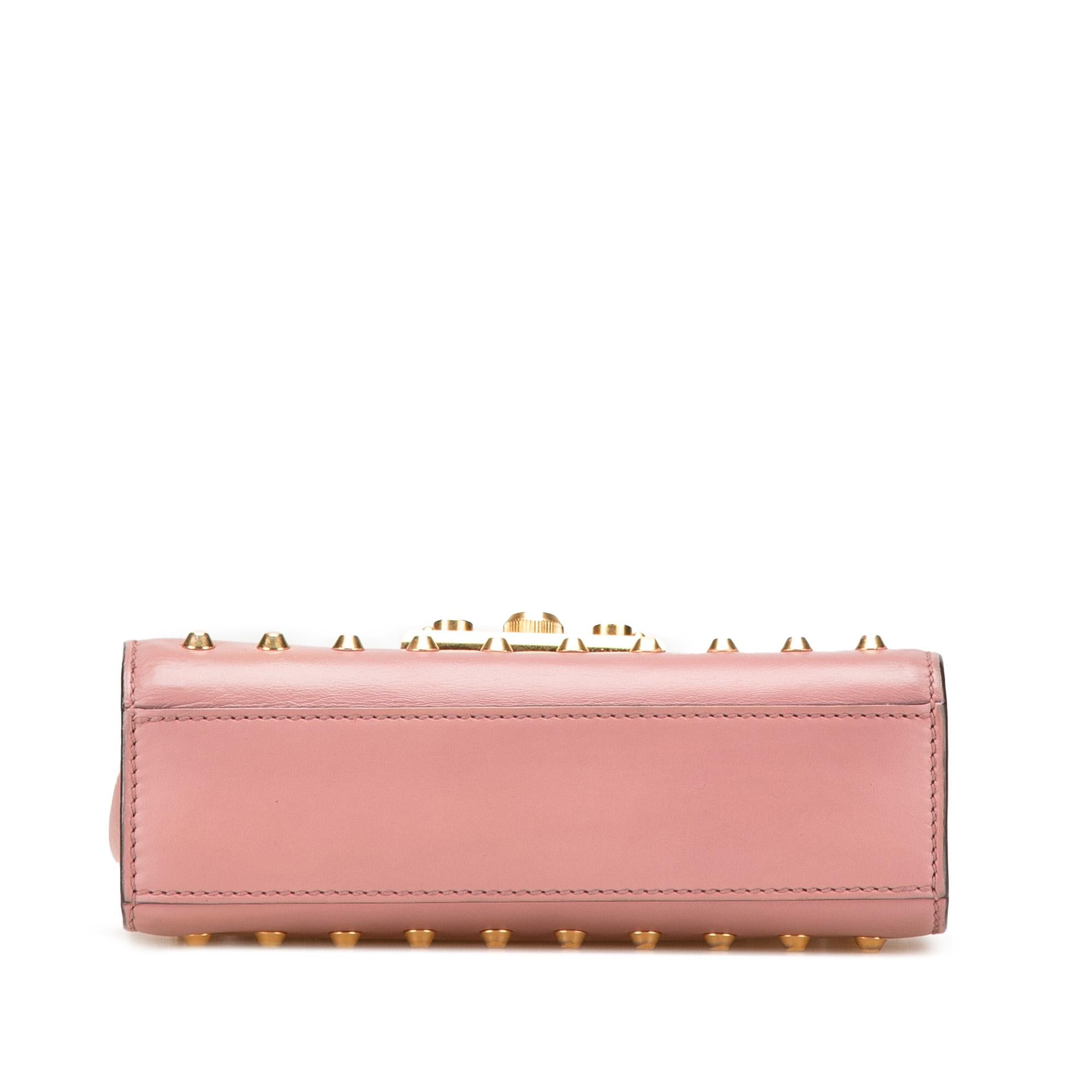 Gucci Small Pearl Studded Leather Padlock Crossbody
