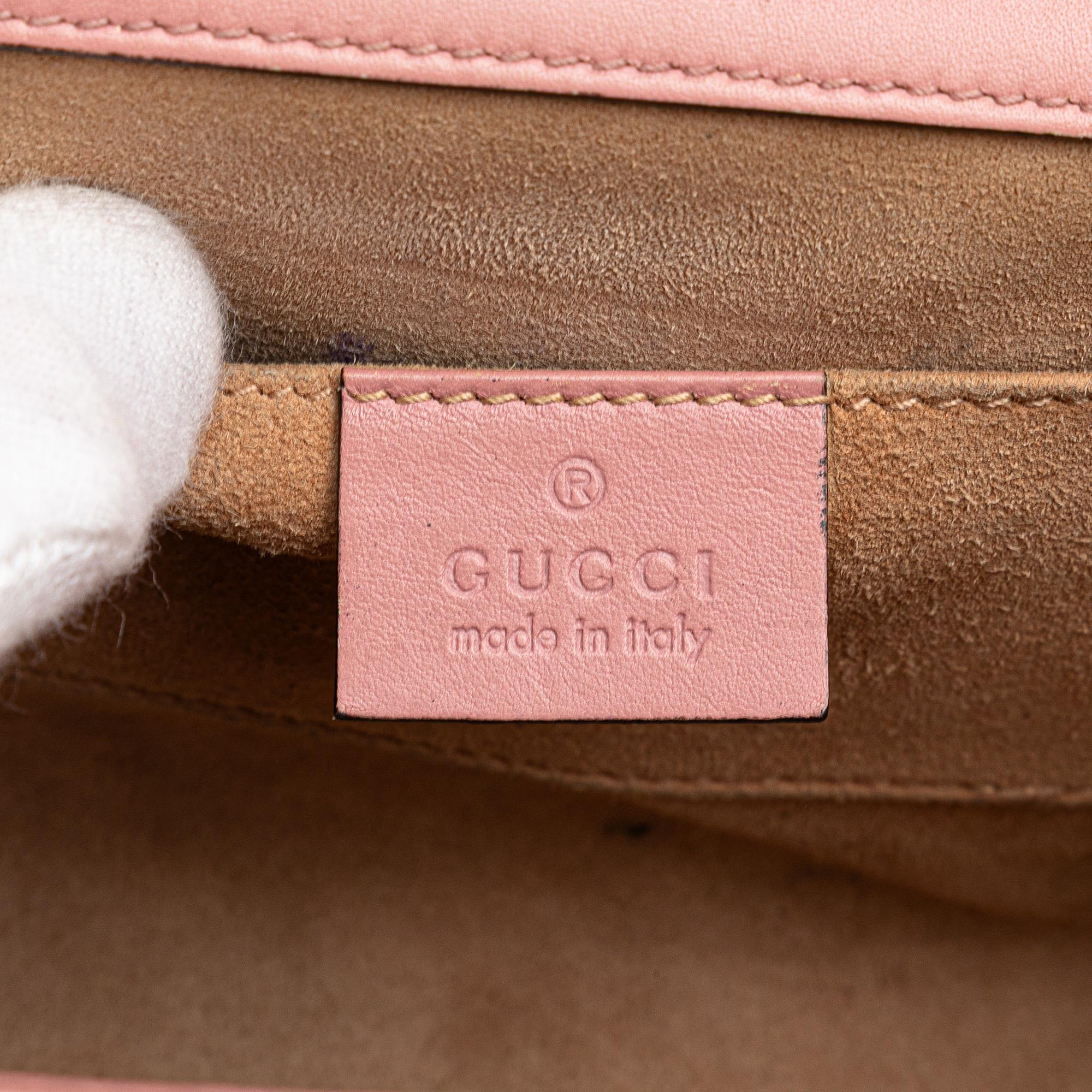 Gucci Small Pearl Studded Leather Padlock Crossbody