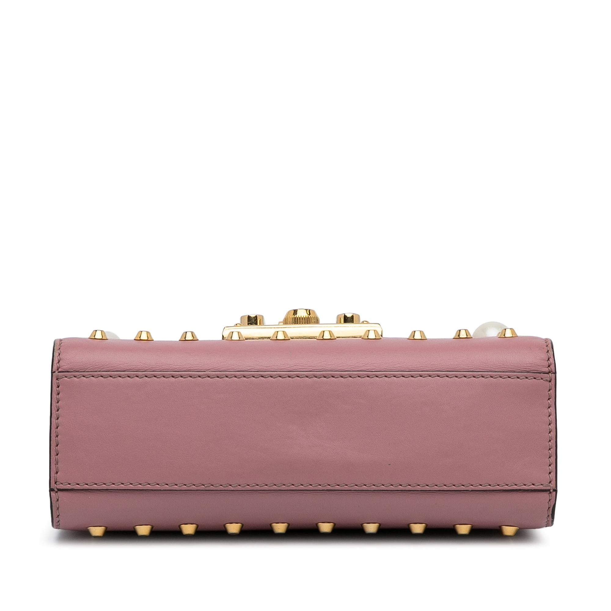 Gucci Small Pearl Studded Padlock Crossbody (SHG-9EXoma)
