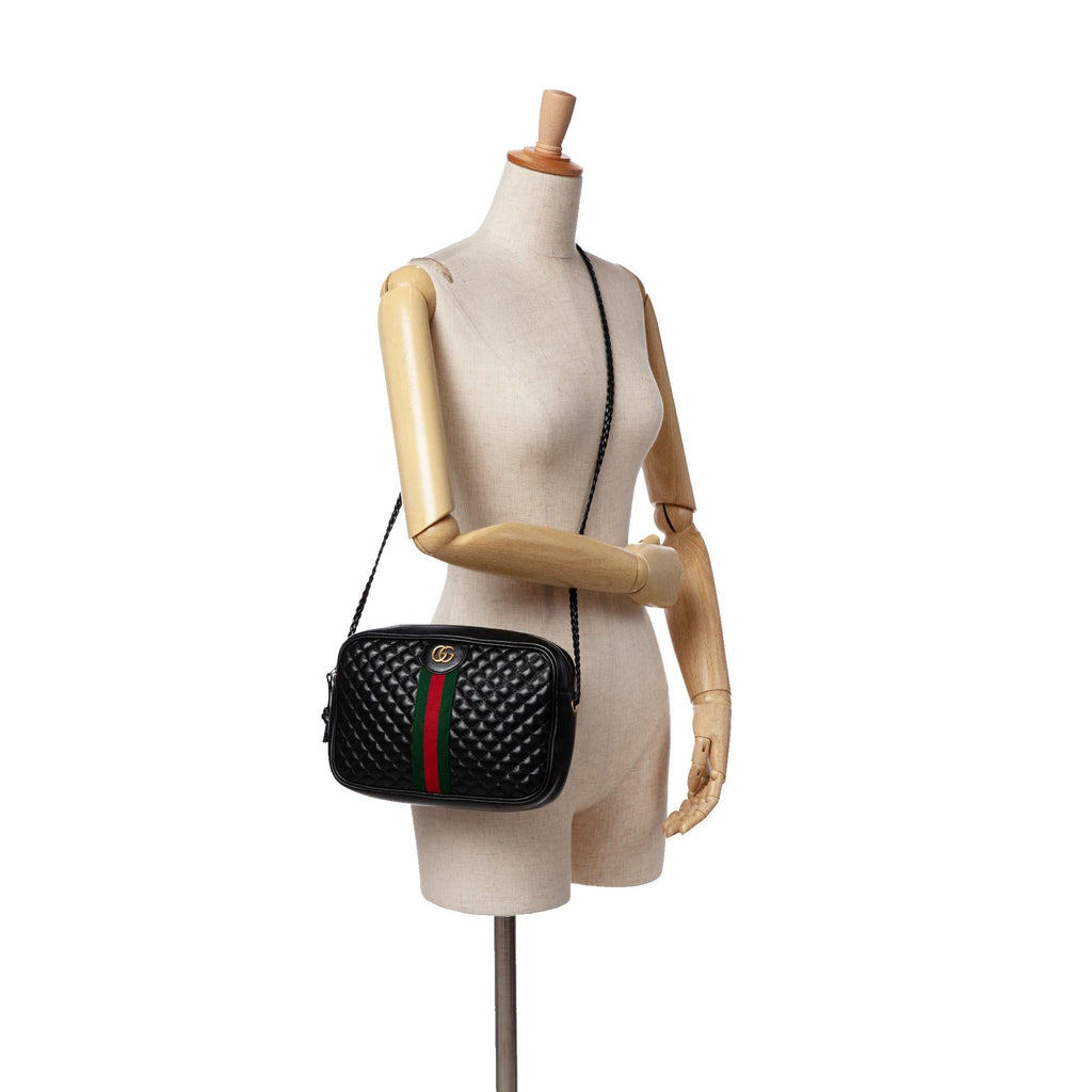 Gucci Small Quilted Leather Web Trapuntata Crossbody