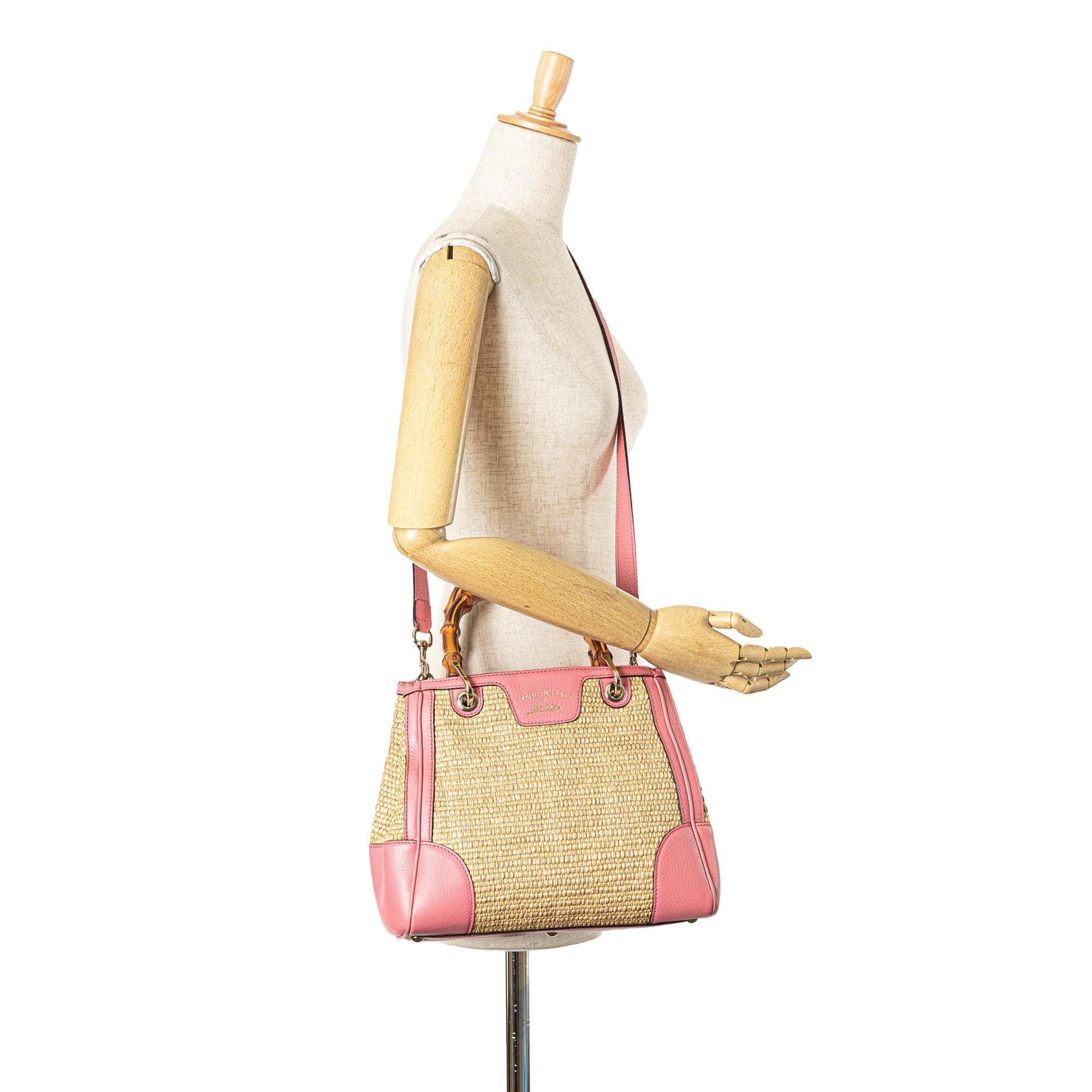 Gucci Small Raffia Bamboo Shopper Satchel
