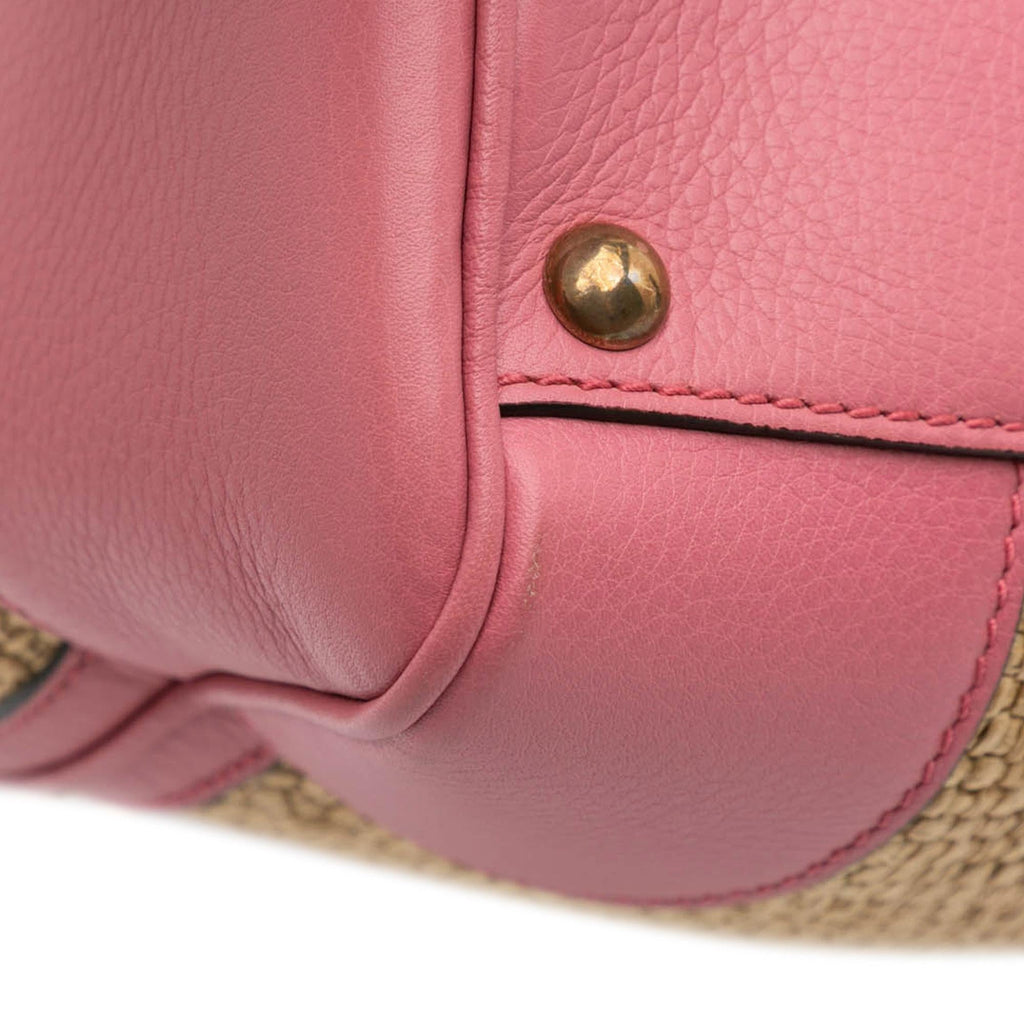 Gucci Small Raffia Bamboo Shopper Satchel