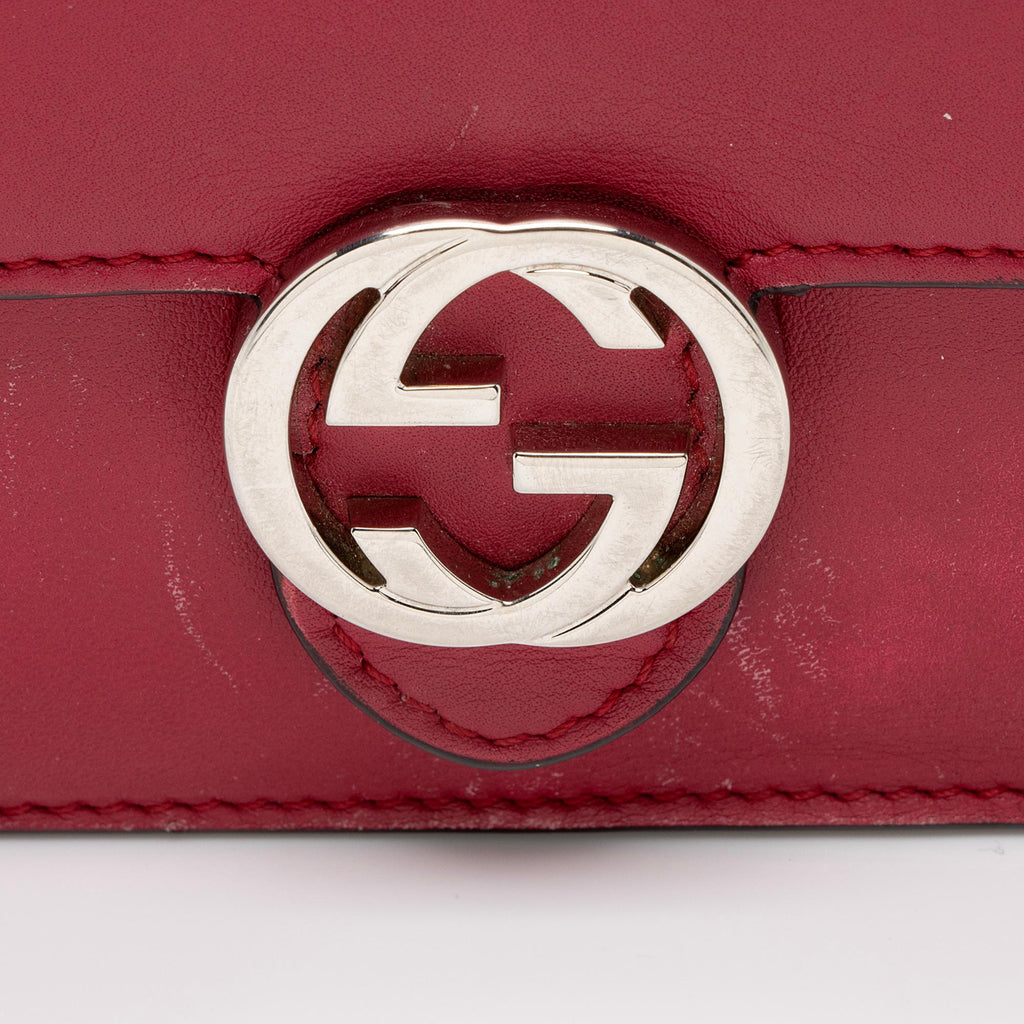 Gucci Smooth Calfskin Interlocking G Wallet on Strap (SHF-poz1cn)