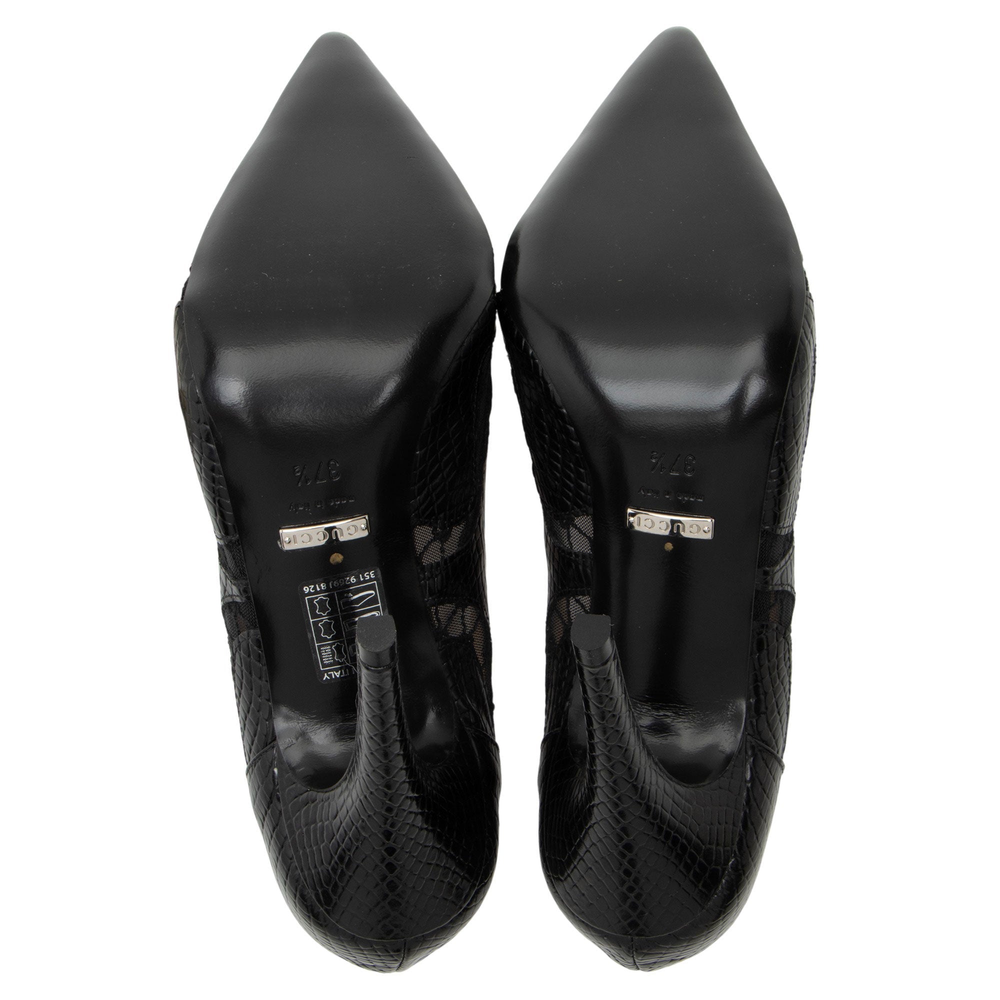 Gucci Snake Embossed Leather Lace Pumps - Size 7.5 / 37.5
