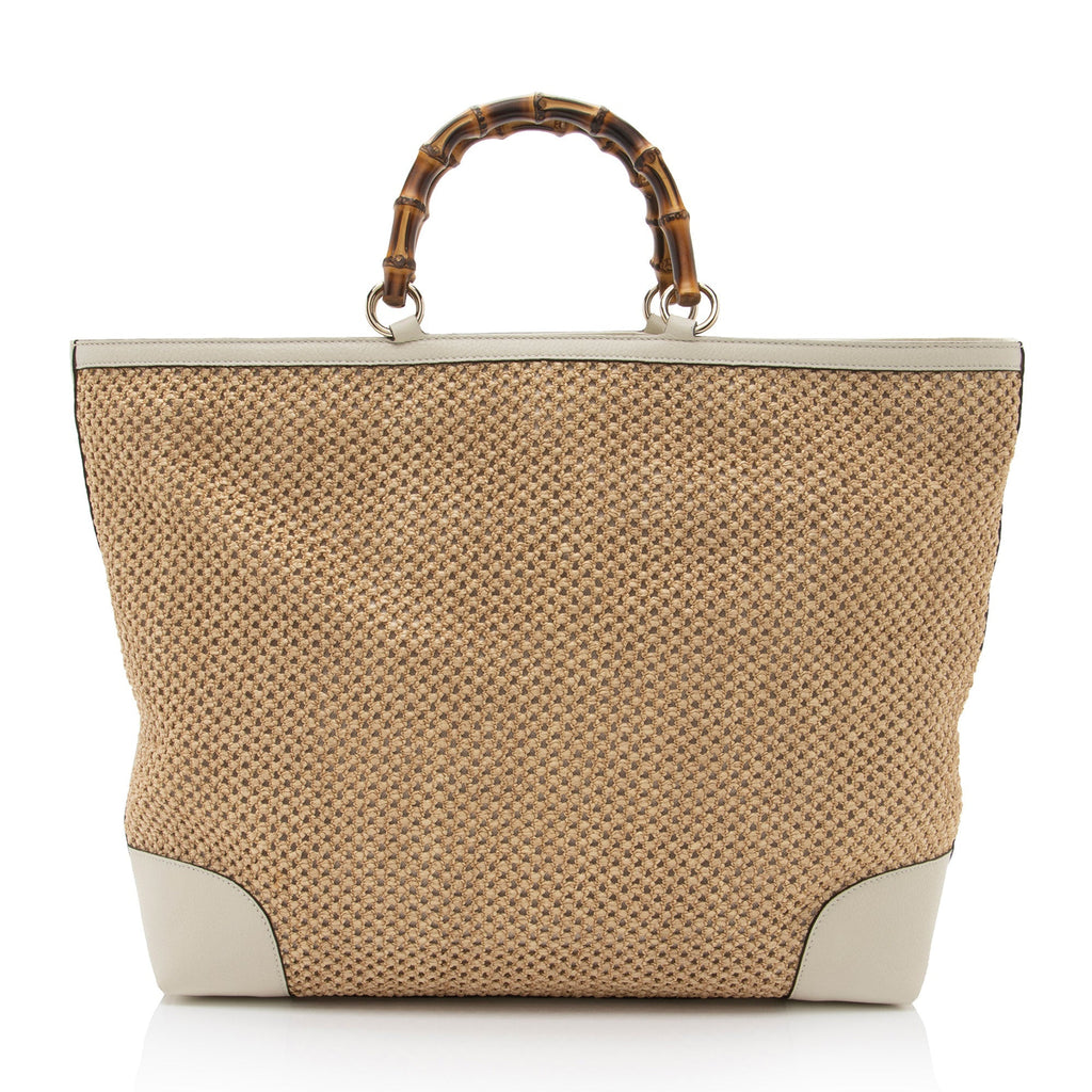 Gucci Straw Bamboo Top Handle Satchel (SHF-8UehuG)