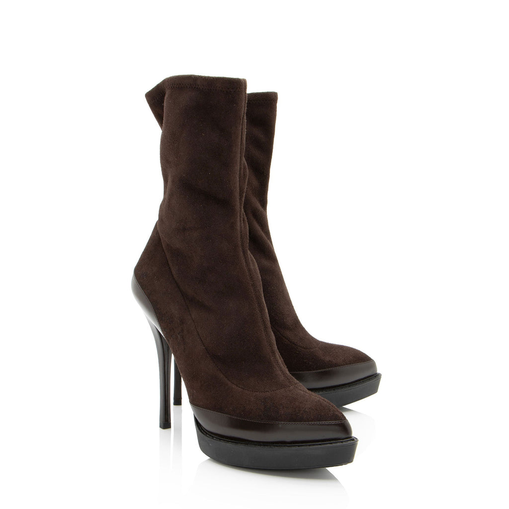 Gucci Suede Platform Ankle Boots - Size 7 / 37