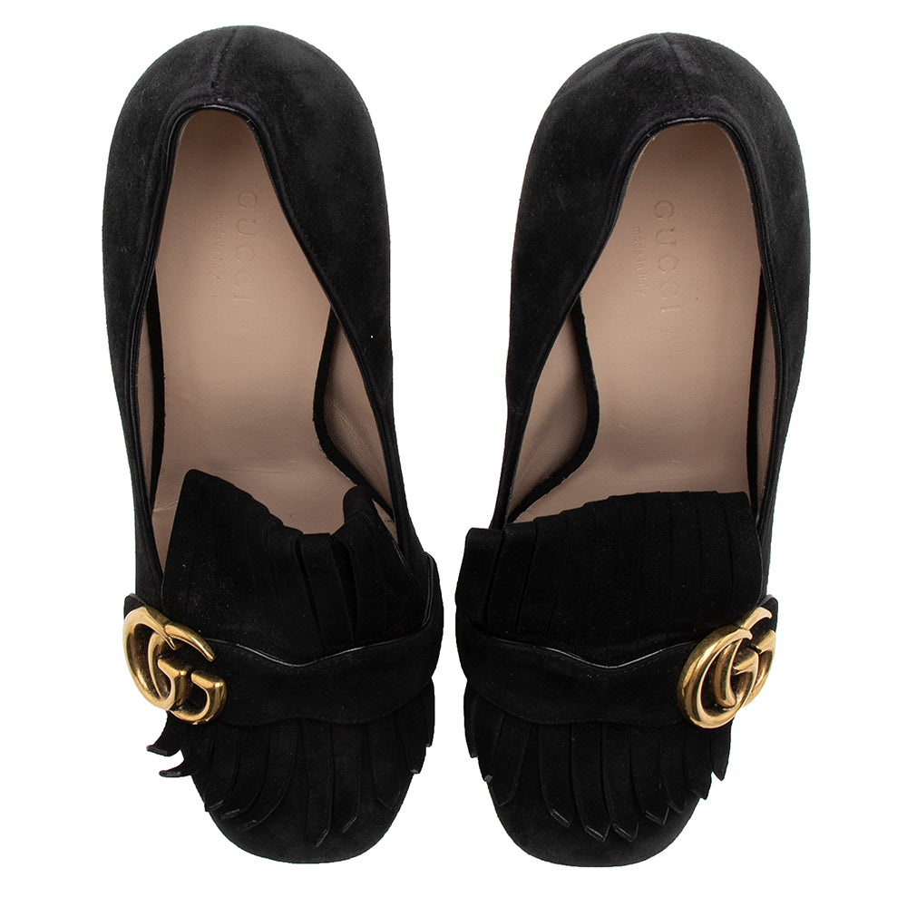 Gucci Suede Gucci Marmont Fringe Pumps - Size 9 / 39 (SHF-17204)