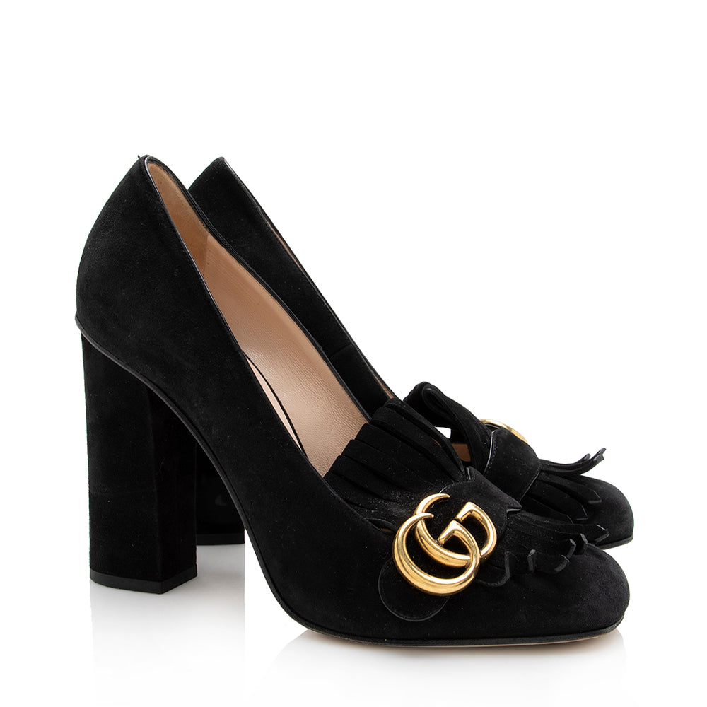 Gucci Suede Gucci Marmont Fringe Pumps - Size 9 / 39 (SHF-17204)