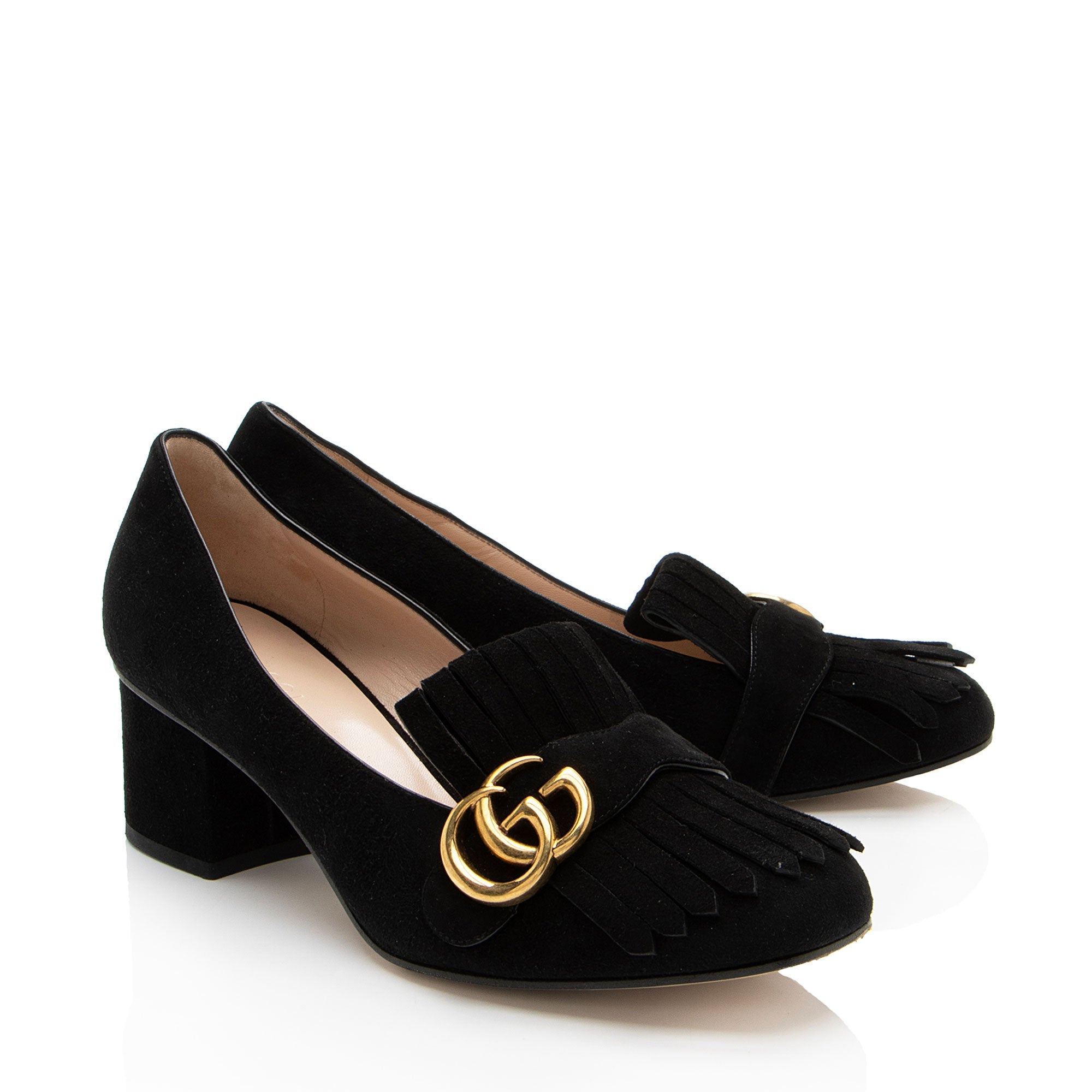Gucci Suede GG Marmont Pumps - Size 8 / 38 (SHF-rhKAsc)