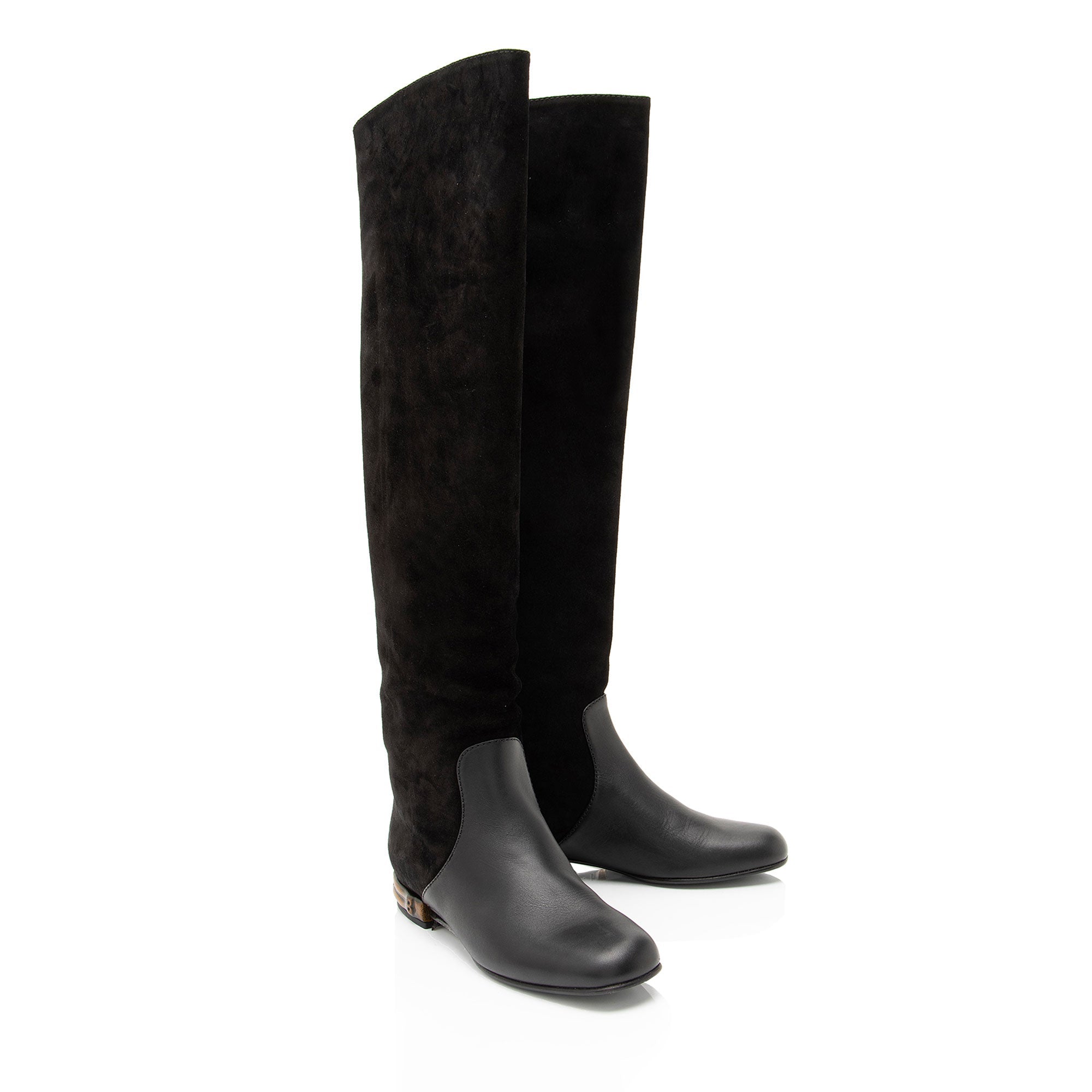 Gucci Suede Leather Bamboo Heel Knee High Boots - Size 6 / 36