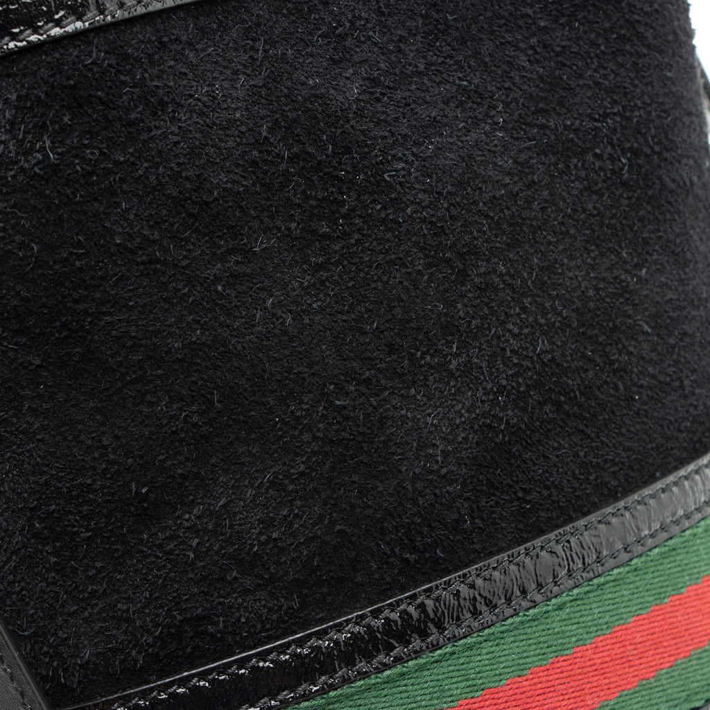 Gucci Suede Patent Leather Ophidia Mini Bucket Bag (SHF-2h2Hru)