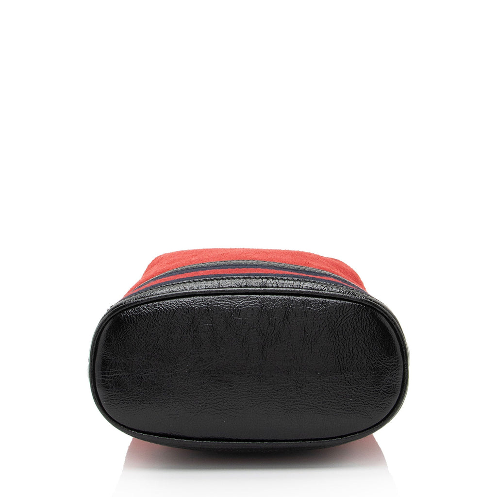 Gucci Suede Patent Leather Ophidia Small Bucket Bag