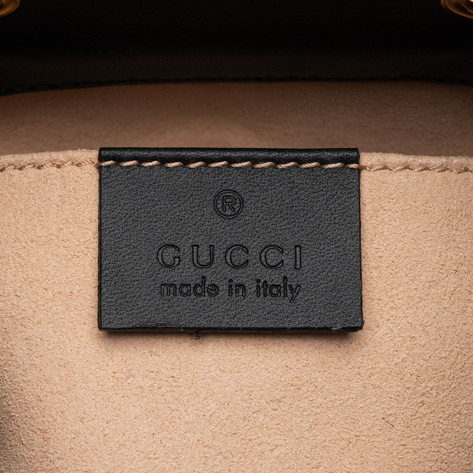 Gucci Suede Patent Leather Ophidia Small Bucket Bag