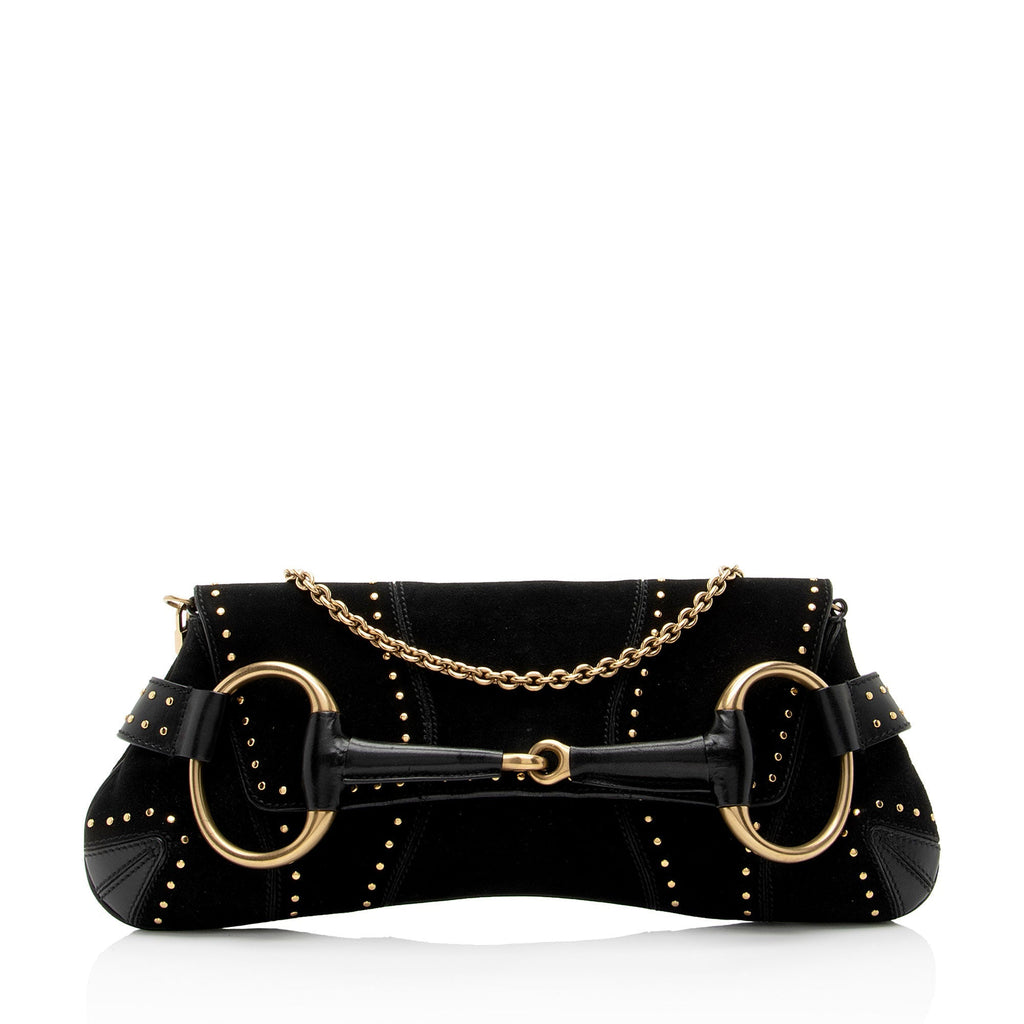 Gucci Suede Studded Horsebit Clutch (SHF-myTX76)