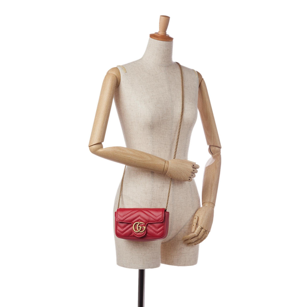 Gucci Super Mini GG Marmont Leather Crossbody Bag (SHG-34950)