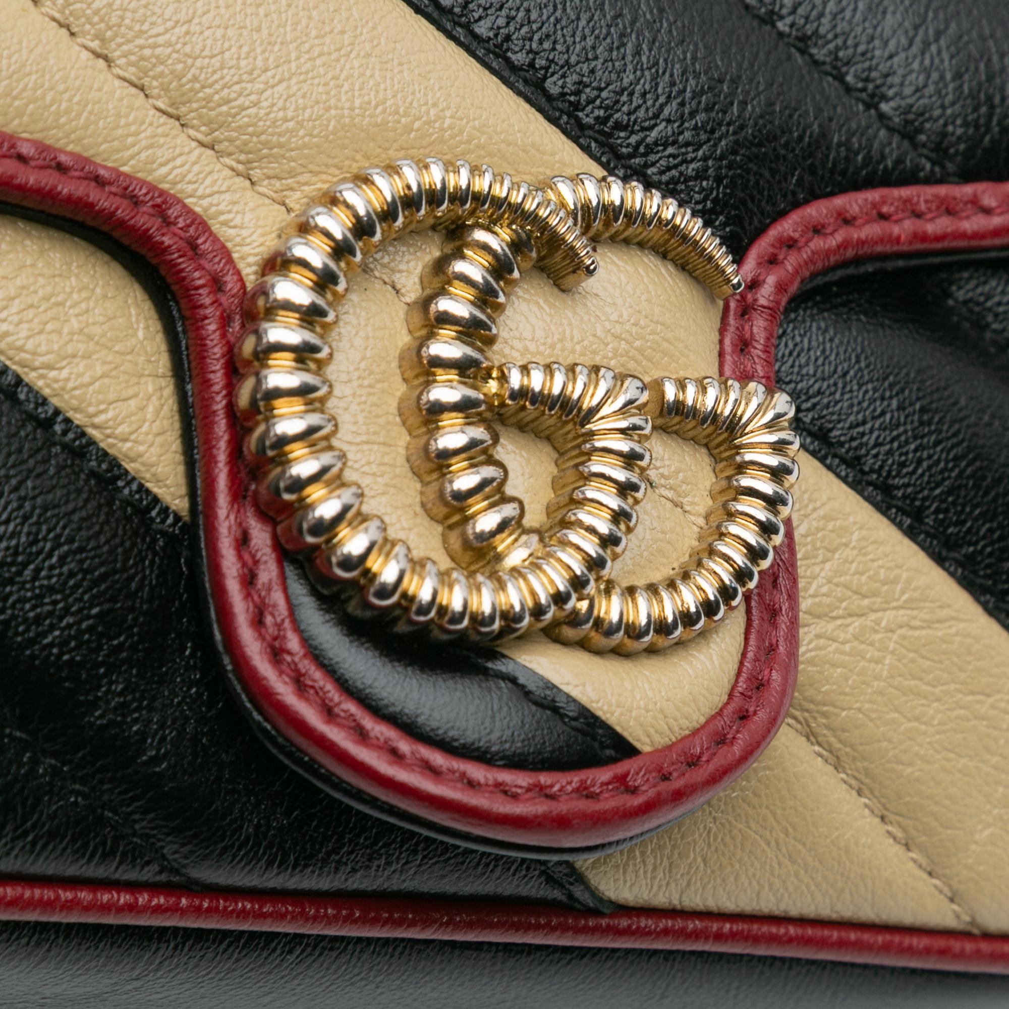 Gucci Super Mini GG Marmont Matelasse Leather Torchon Flap Crossbody