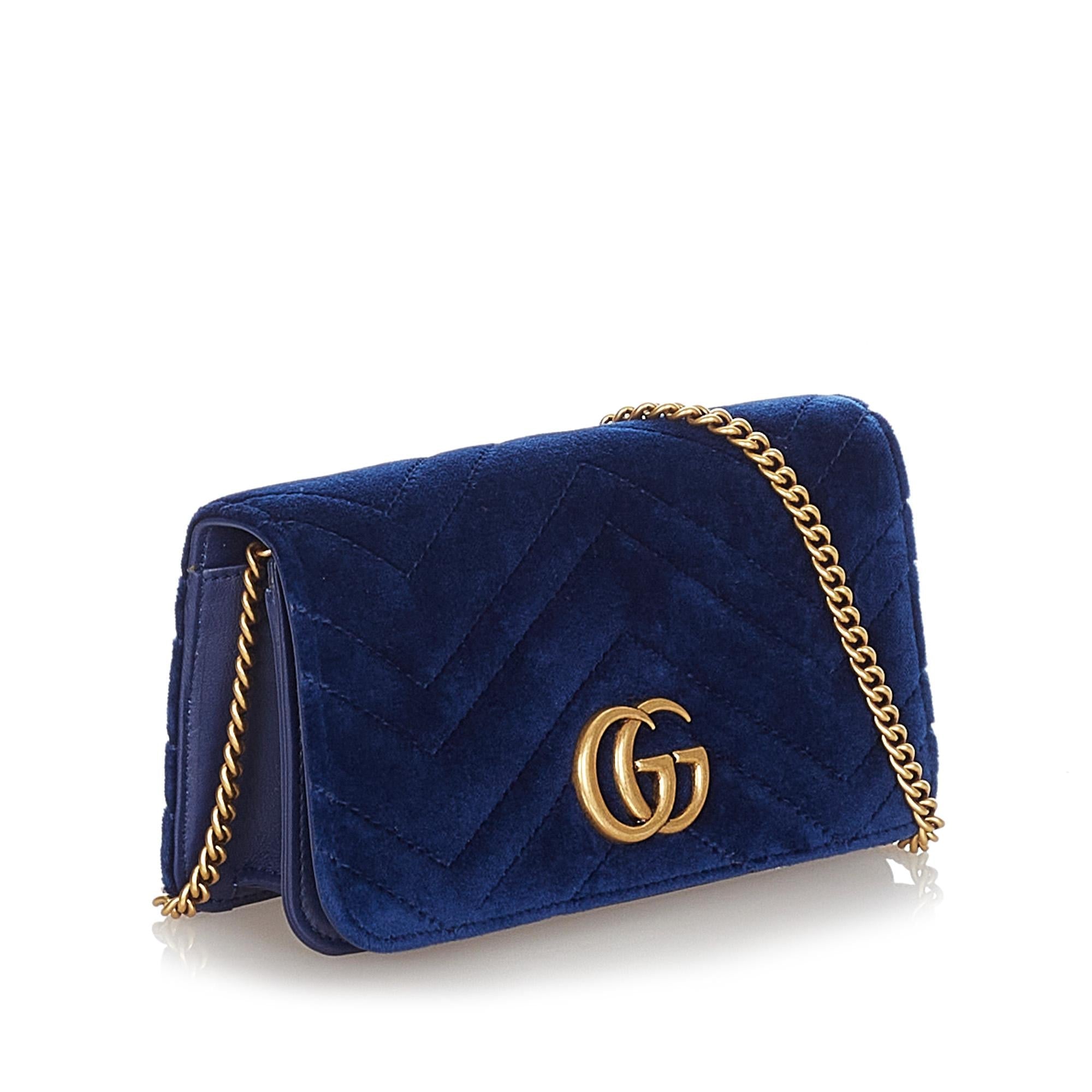 Gucci Super Mini Gucci Marmont Velvet Crossbody Bag (SHG-32500)