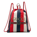 Gucci Sylvie Stripe Logo Drawstring Backpack
