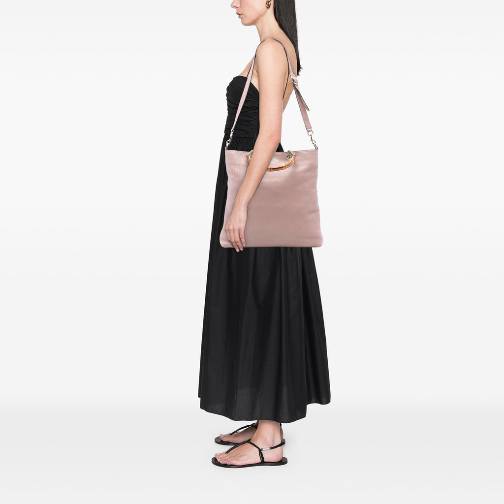 Gucci Tall Leather Bamboo Shopper Tote