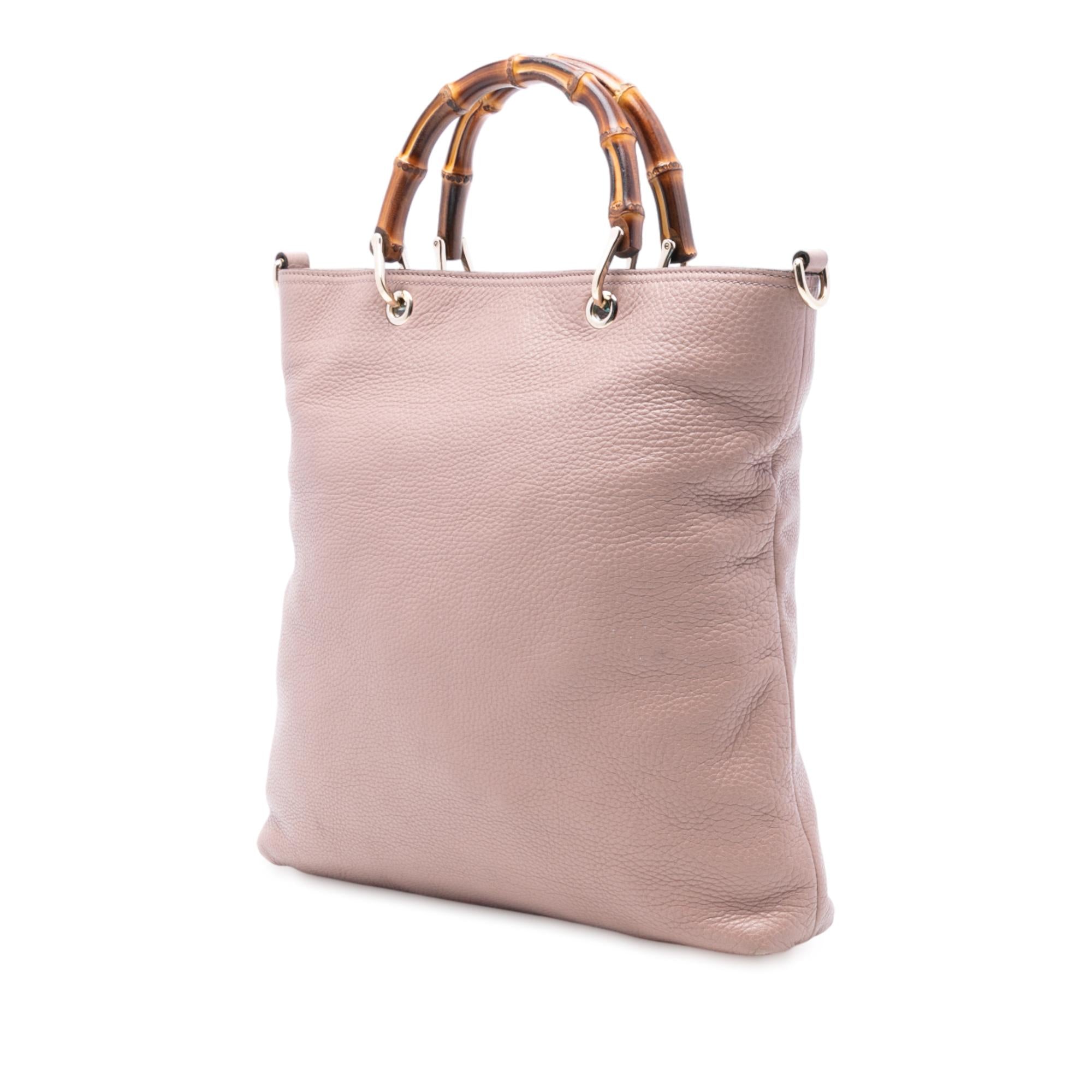 Gucci Tall Leather Bamboo Shopper Tote