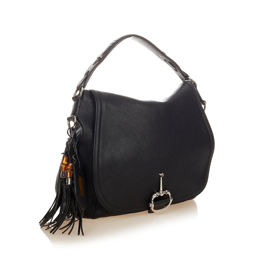 Gucci Techno Horsebit Leather Satchel (SHG-25125)