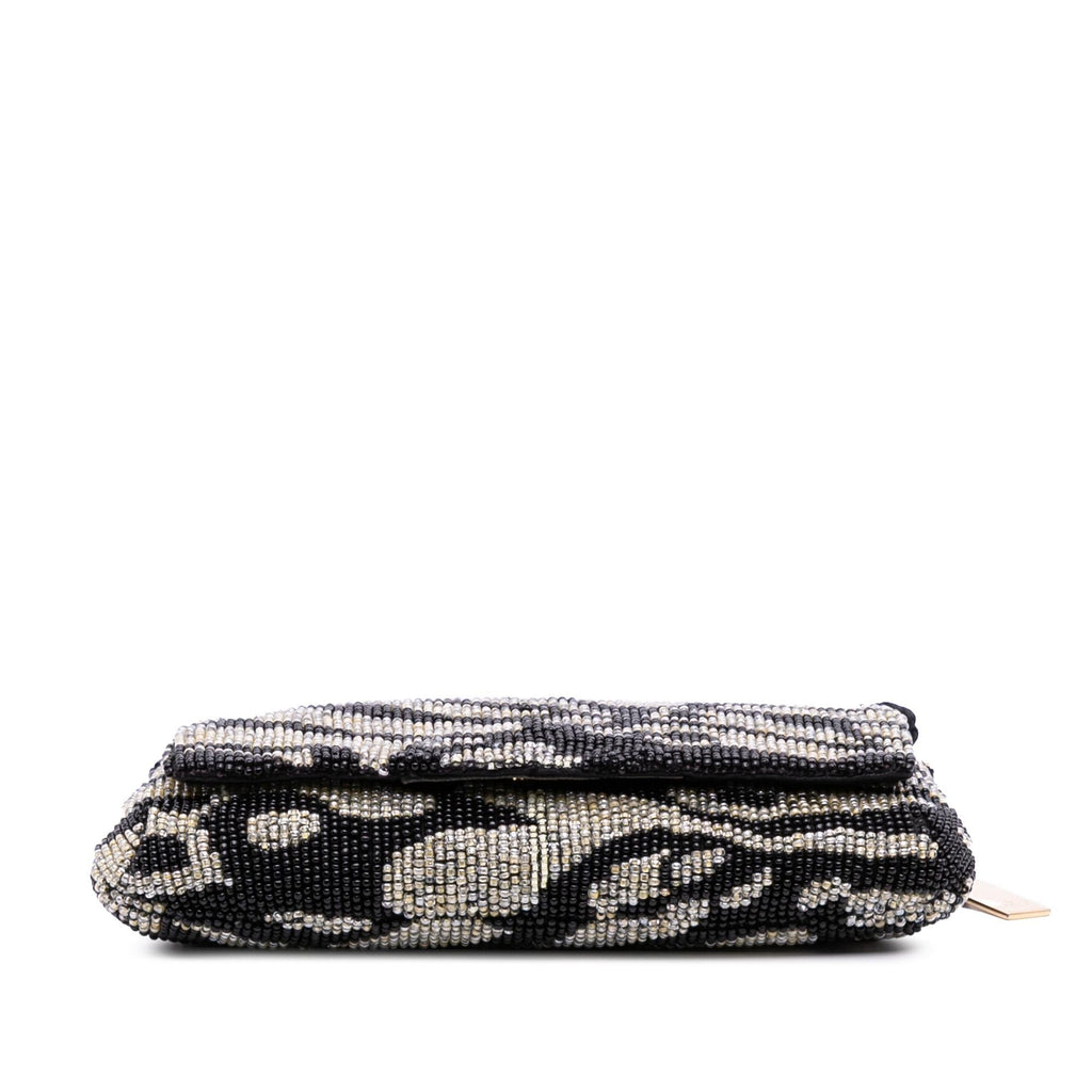 Gucci Tom Ford Zebra Beaded Satin Shoulder Bag