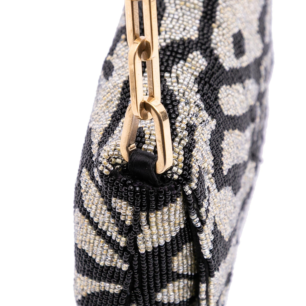 Gucci Tom Ford Zebra Beaded Satin Shoulder Bag