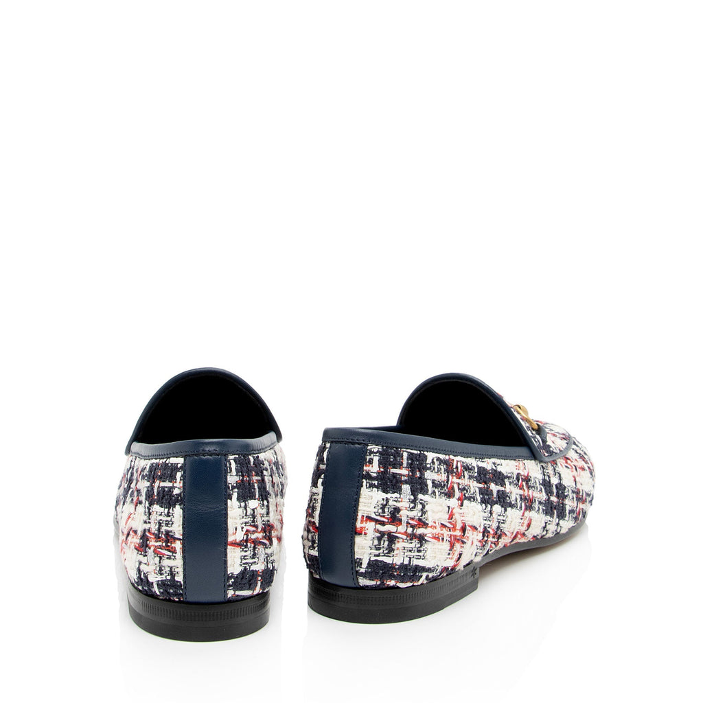 Gucci Tweed Check Horsebit Jordaan Loafers - Size 7 / 37 (SHF-asAX3p)
