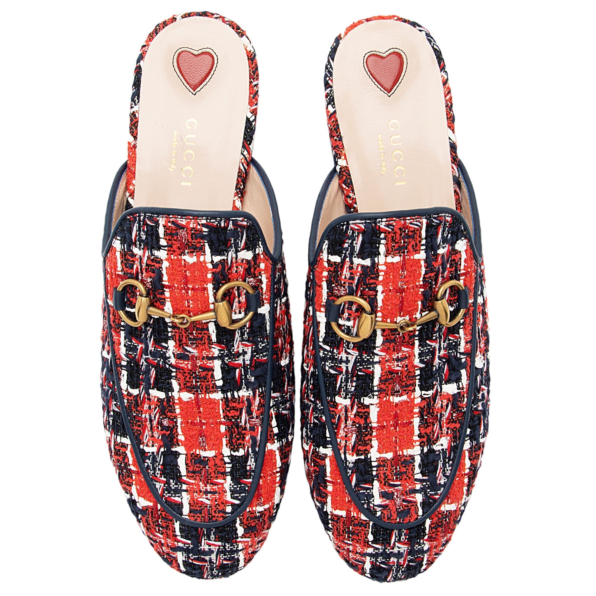 Gucci Tweed Check Horsebit Princeton Mules - Size 7.5 / 37.5 (SHF-N9Ms7t)
