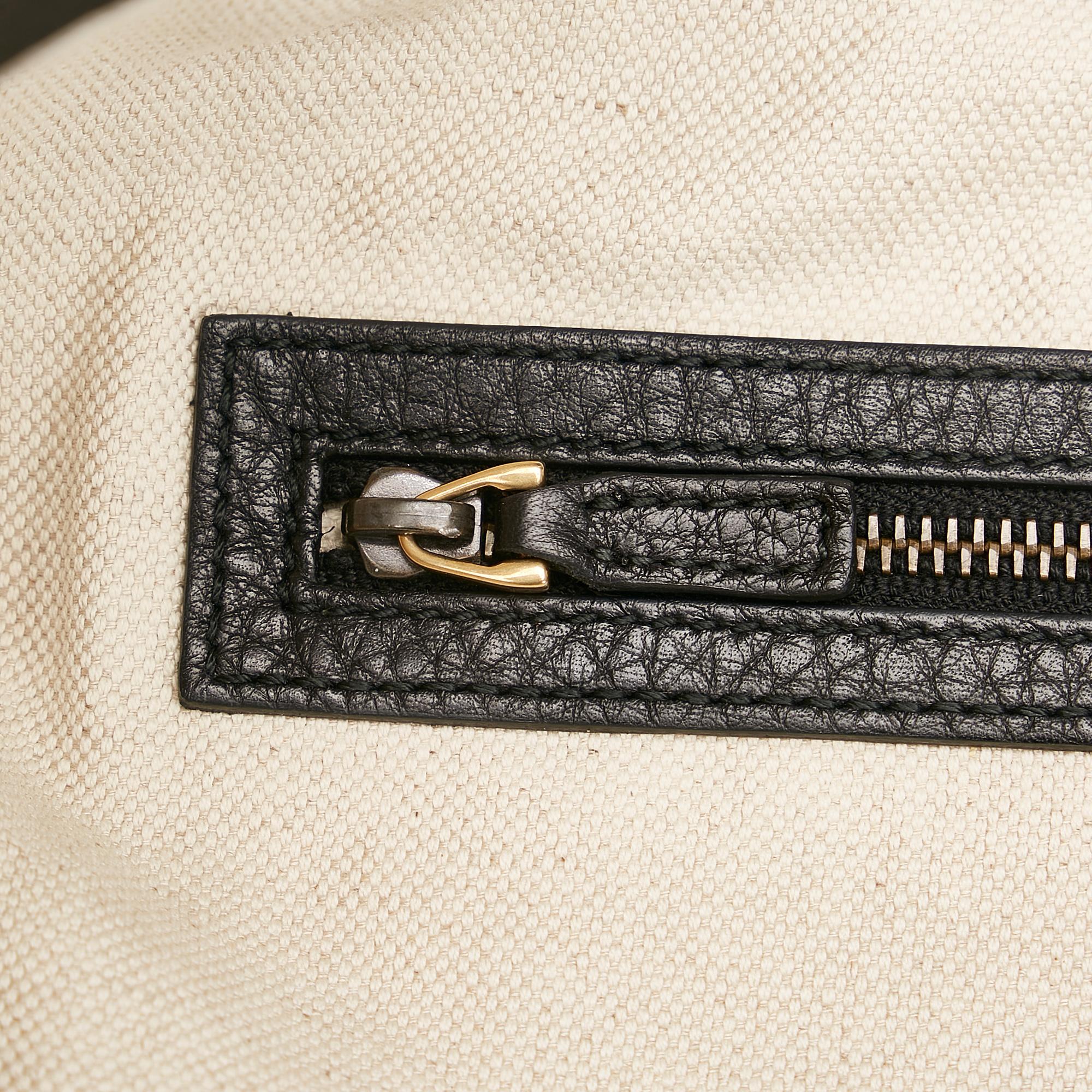 Gucci Twill Leather Tote (SHG-35893)