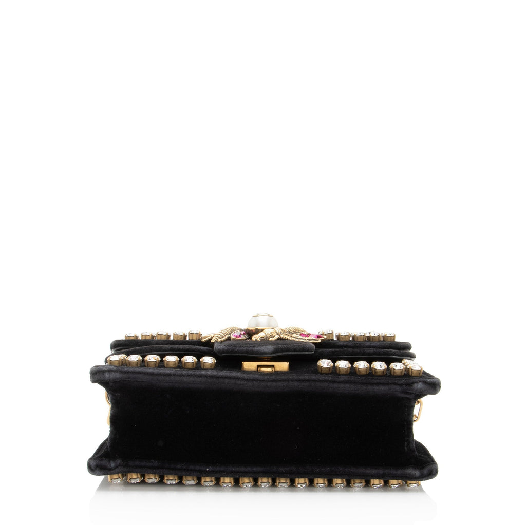 Gucci Velvet Crystal Mini Bee Broadway Shoulder Bag