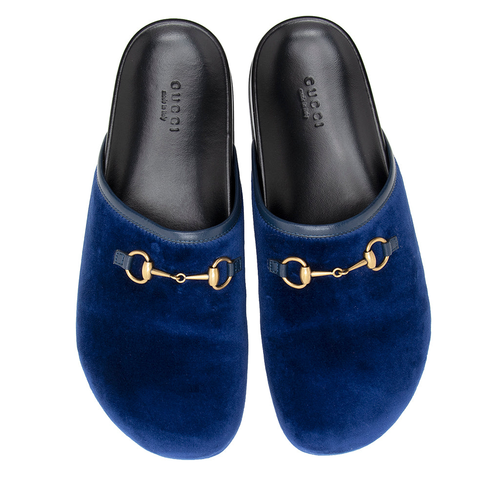 Gucci Velvet Horsebit Mules - Size 8 / 38 (SHF-20894)